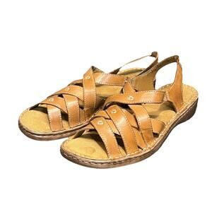 Naturalizer Leather Sandals Womens 8.5 Tan Natural Leather Crisscross Strappy